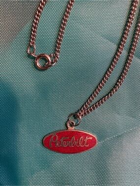 Red Oval Pendant Peterbilt Necklace - Vintage stainless steel